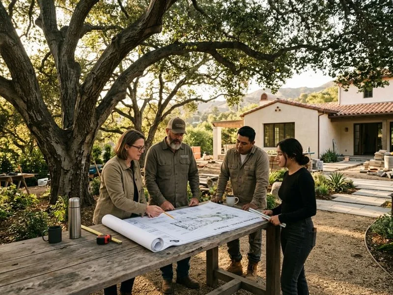 Ridgeline team reviewing plans on a Pasadena job site